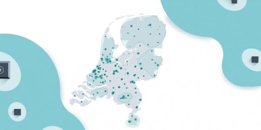 Kaart van Nederland met daarbij de verschillende knooppunten